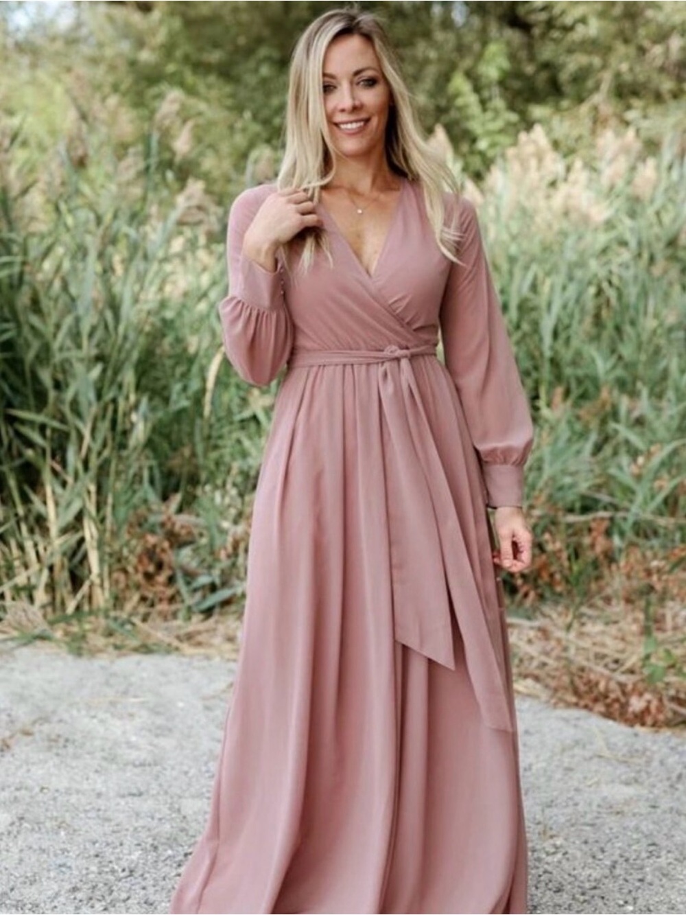 Baltic Born Dusty Rose Long Sleeve Maxi Dress
